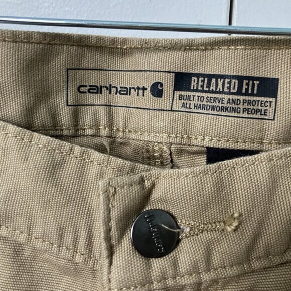 Carhartt Pants Mens 33x28 Rugged Flex Relaxed Fit Tan Canvas Workwear - Picture 2 of 12